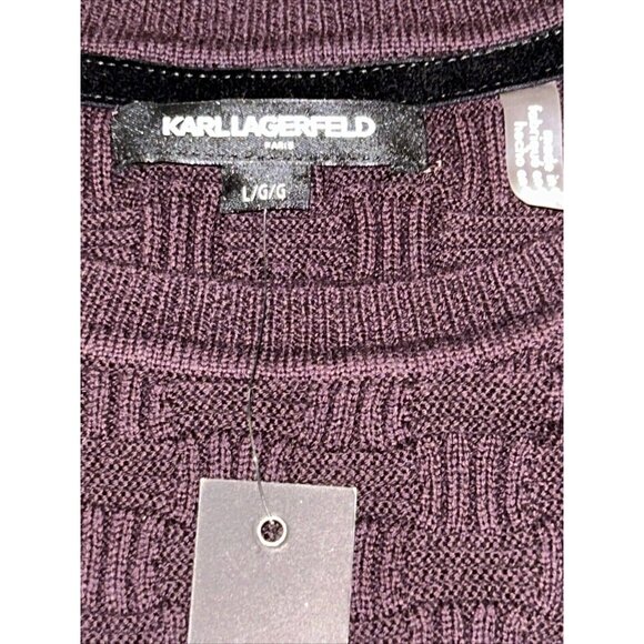 Karl Lagerfeld Sweater Pullover Black Cable Knit Cotton Acrylic Blend Size L - Picture 9 of 10